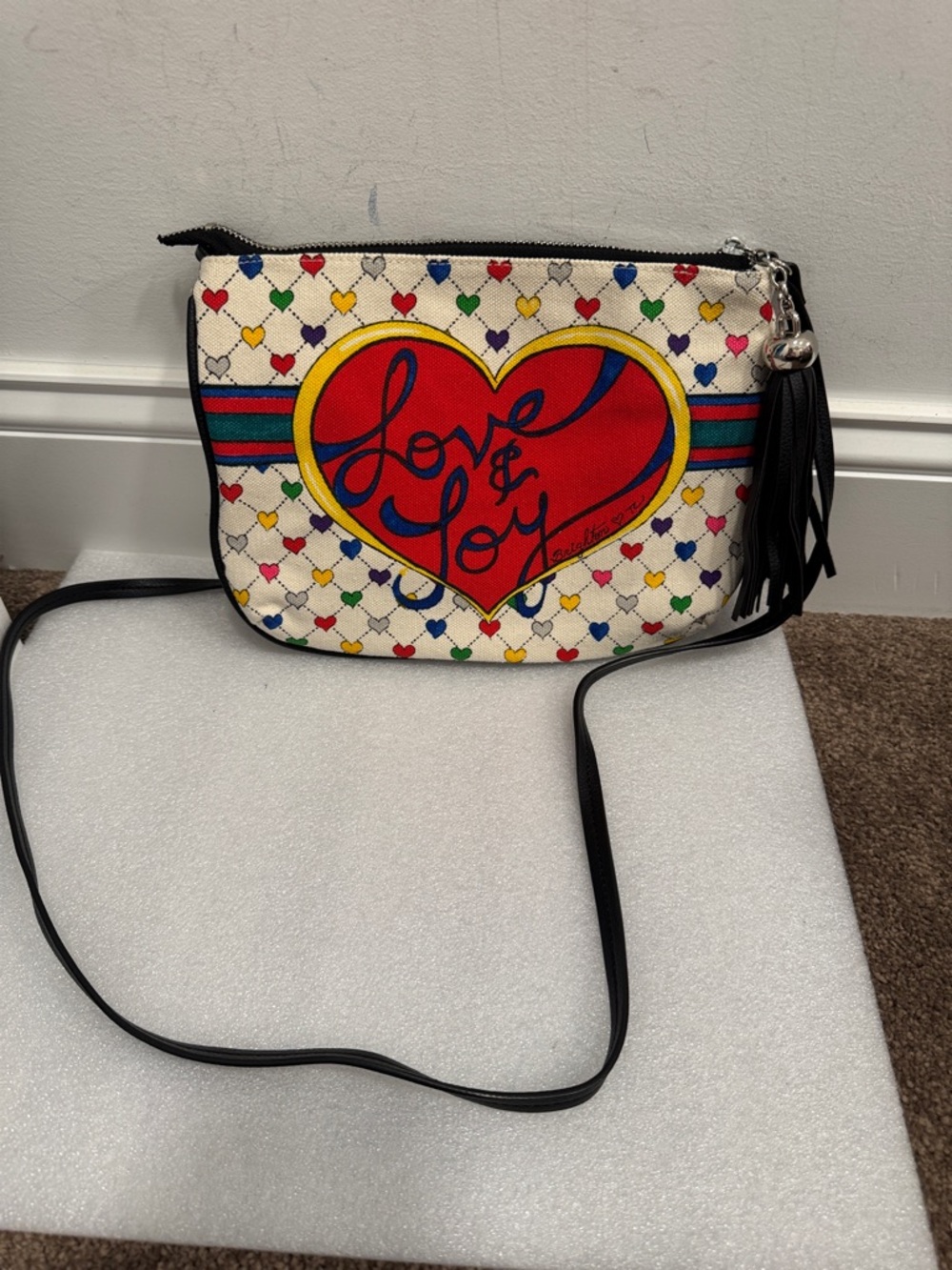 Brighton love & joy canvas crossbody bag purse